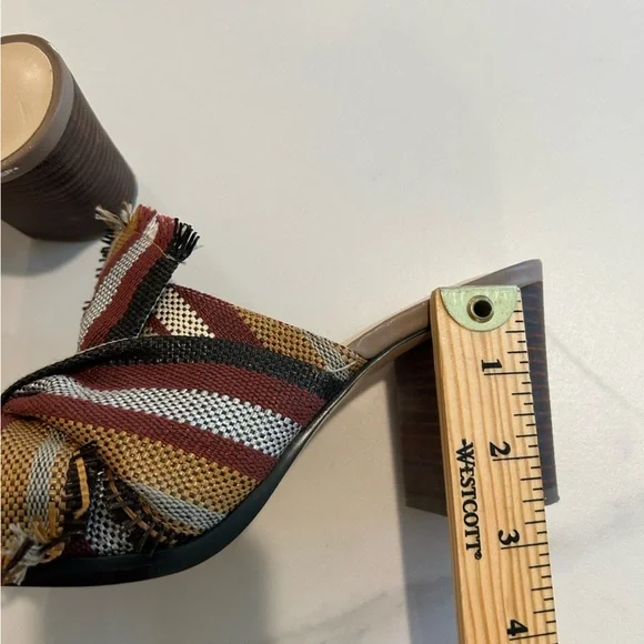 Bohemian woven fabric slides heels open toe mule Nine West Boho Earthy - Picture 6 of 7